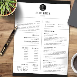 CV TEMPLATE PERSONNALISABLE | Fichier de Carrière Professionnel | Windows Mac | Word Pages