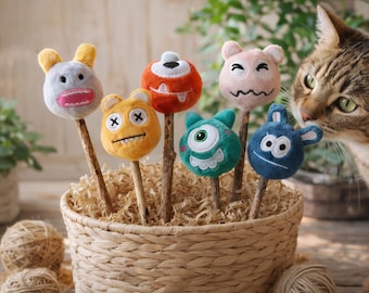 CAT TOY | Matatabi + Catnip | Plush Cat Lollipop | Little Monster Comforter | Cat Stress Reliever | Gift Idea for Cat Moms | Matatabi Stick