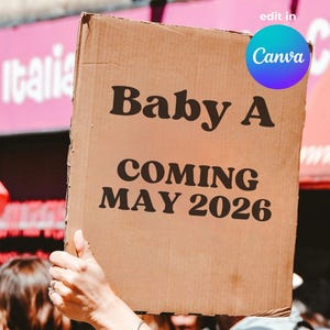 Anuncio de bebé personalizado: Letrero de cartón / Anuncio de embarazo para el esposo, Letrero para anunciar el nombre del bebé, Anuncio de bebé en periódico