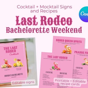 Last Rodeo Disco Cowgirl Bachelorette Unterschrift Drink Bar Menü Mocktail Cocktail Rezepte | Geburtstag Vorlage - Canva, Girls Trip Drinks