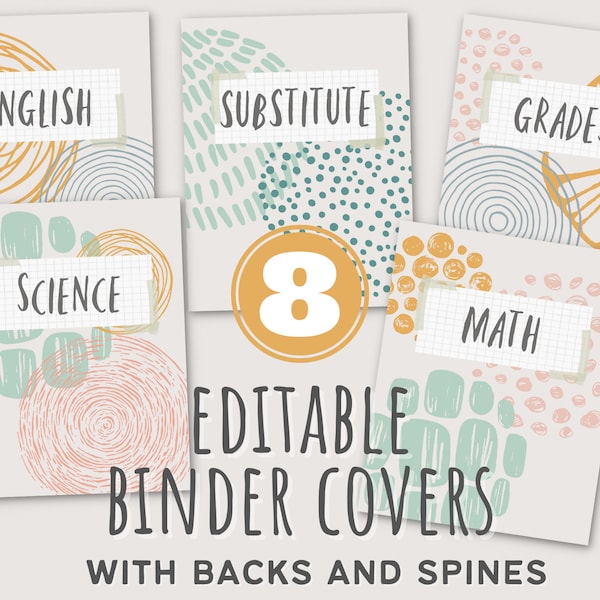 Boho Scrapbook Patroon Binder Cover Afdrukbare Pastelkleurige Digitale Binders te gaan met Studie Planner, High School Printables voor studenten