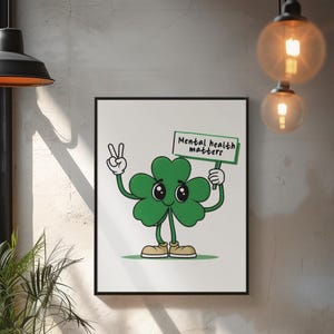 Psychische Gesundheit PNG SVG | St. Patrick’s Day Selbstfürsorge | Kleeblatt Awareness Clipart | Positive Affirmation Design | Grüne Therapiekunst