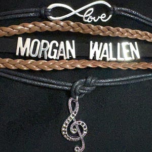 Handmade Infinity country Music Love Morgan Wallen  adjustable charm bracelet Summer black/brown