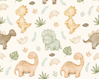 Dinosaur Cotton Fabric / Double Gauze Cotton / Jersey / French Terry / Waterproof Polyester /Minky Oeko-Tex 6