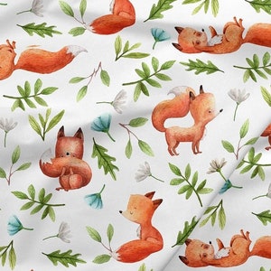 Fabric Small forest animals: fox cub 100% Cotton