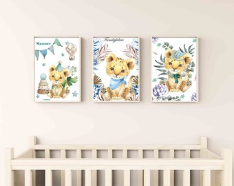 Digitales Poster mit Löwenbaby für das Kinderzimmer
