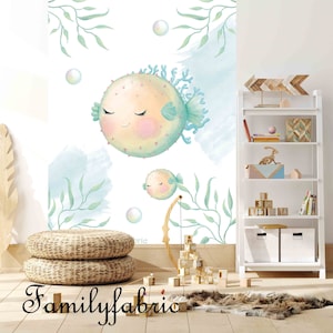 Familyfabric Non-Woven Wallpaper / Panoramic wall panel for children's bedroom Ocean Globefish