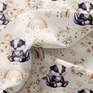 Motif sans couture pour bébé, répétitif, conception d'arc en ciel, blaireau, beige, anniversaire, fête, carte, numérique, forêt, décoration