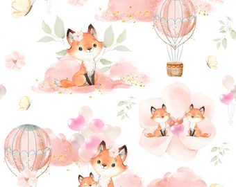 En Stock Familyfabric Coton  Oekotex Montgolfière Renard