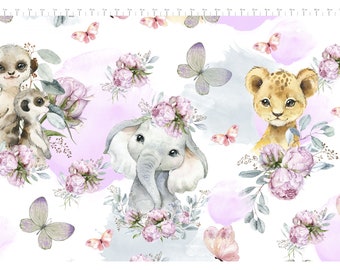 In Stock Exclusive Cotton Fabric Familyfabric Savane Peonies lavender