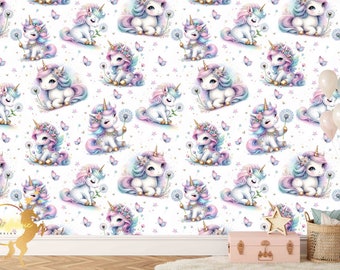 Familyfabric Papier Peint Intissé / Panneau mural panoramique chambre enfant Licorne