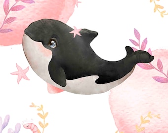 Familyfabric Exclusive Cotton Fabric Panel Cushion / Cover / Curtain Orca Pink