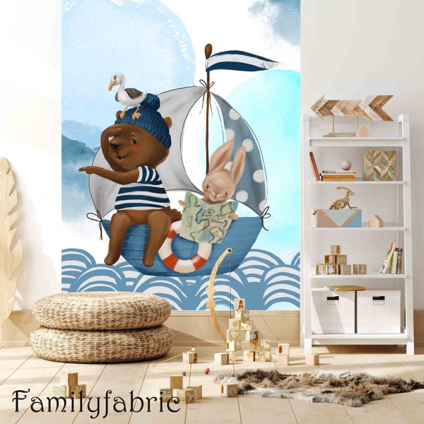 Familyfabric Non-Woven Wallpaper / Panoramic wall panel for children's bedroom Marin Ourson