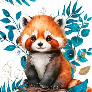 Familyfabric Exclusive Cotton Fabric Panel Cushion / Cover / Curtain Leaves Duck Blue Red Panda