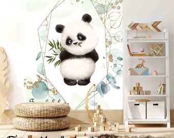 Familyfabric Papier Peint Intissé / Panneau mural panoramique chambre enfant Eucalyptus Panda 1