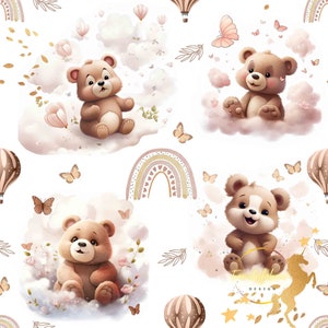 In Stock Double Cotton Gauze Fabric Familyfabric Nuage Beige Teddy Bear