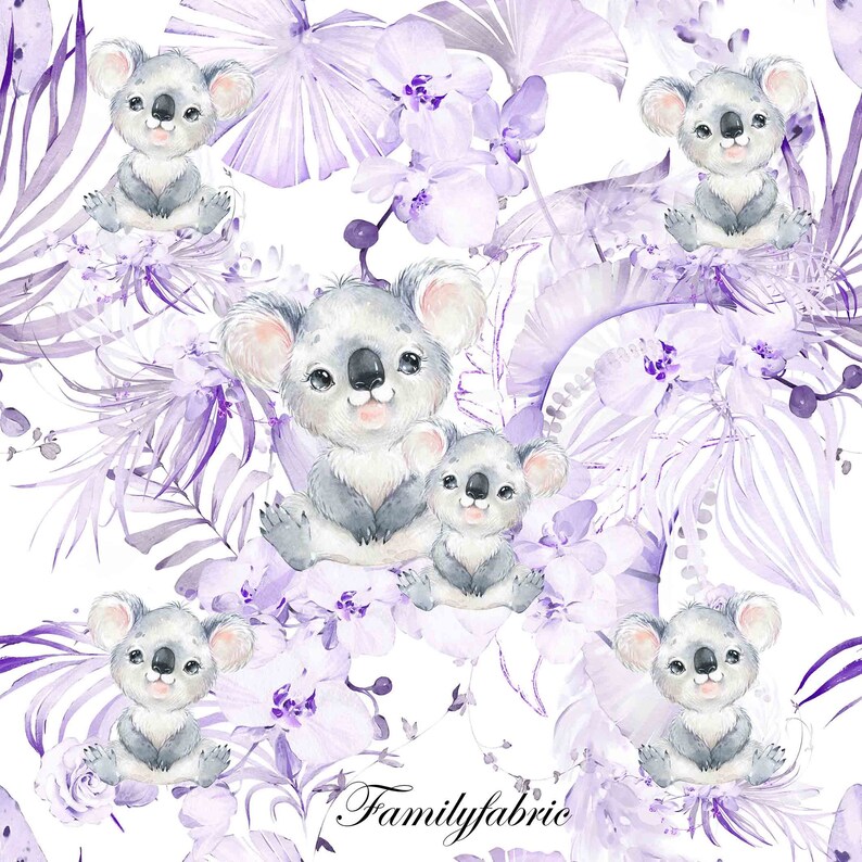 En Stock Familyfabric Coton Koala Romantique Violet image 1