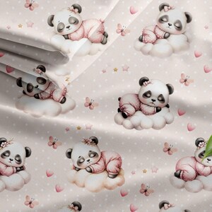 Motif sans couture pour bébé, répétitif, conception de panda, nuage, rose, endormie, anniversaire, fête, carte, numérique, forêt, décoration