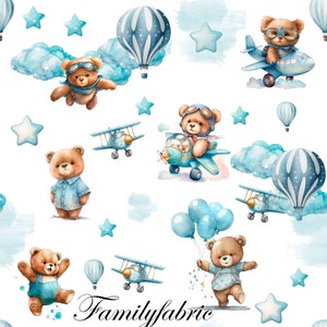 In Stock Familyfabric Waterproof Polyester Fabric Aviator Bear Blue
