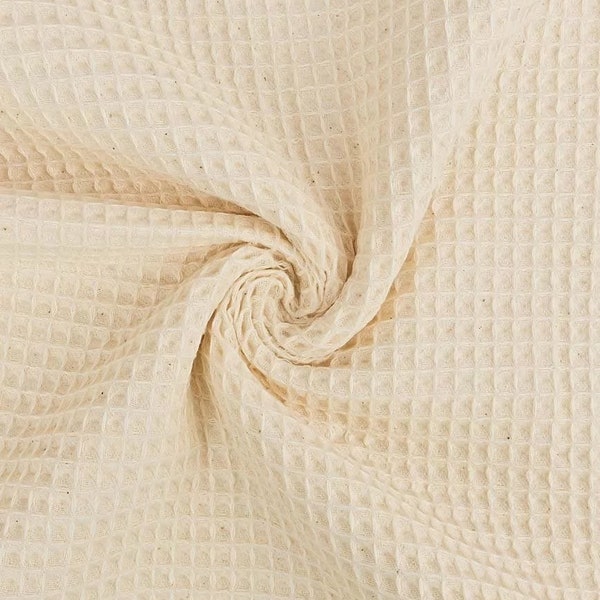 Coton Gaufré Nid d'abeille Beige