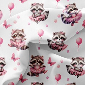 Motif sans couture pour bébé, répétitif, conception de ballerine, raton laveur, rose, anniversaire, fête, carte, numérique, forêt,décoration