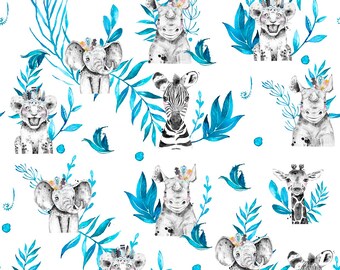 In Stock Cotton Fabric Familyfabric Savane Baby Blue