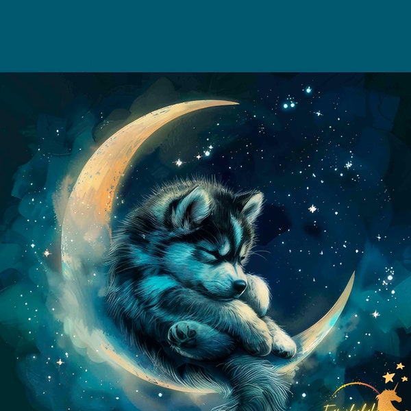 Panels for Cushion / Sleeping Bag / Blanket Husky and Moon 2