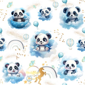 Panda Blue Cloud Cotton (in stock)