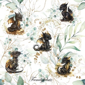 Familyfabric French Terry Eucalyptus Dragon