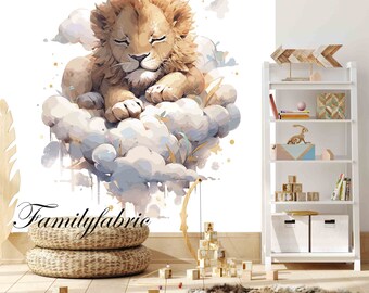 Familyfabric Papier Peint Intissé / Panneau mural panoramique chambre enfant Nuage Lion