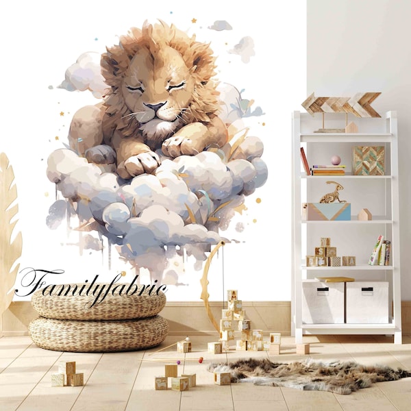 Familyfabric Papier Peint Intissé / Panneau mural panoramique chambre enfant Nuage Lion