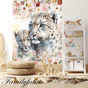 Familyfabric Non-Woven Wallpaper / Panoramic wall panel for children's bedroom Leopard Flowers