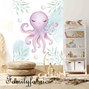 Familyfabric Non-Woven Wallpaper / Panoramic wall panel for children's bedroom Ocean Octopus