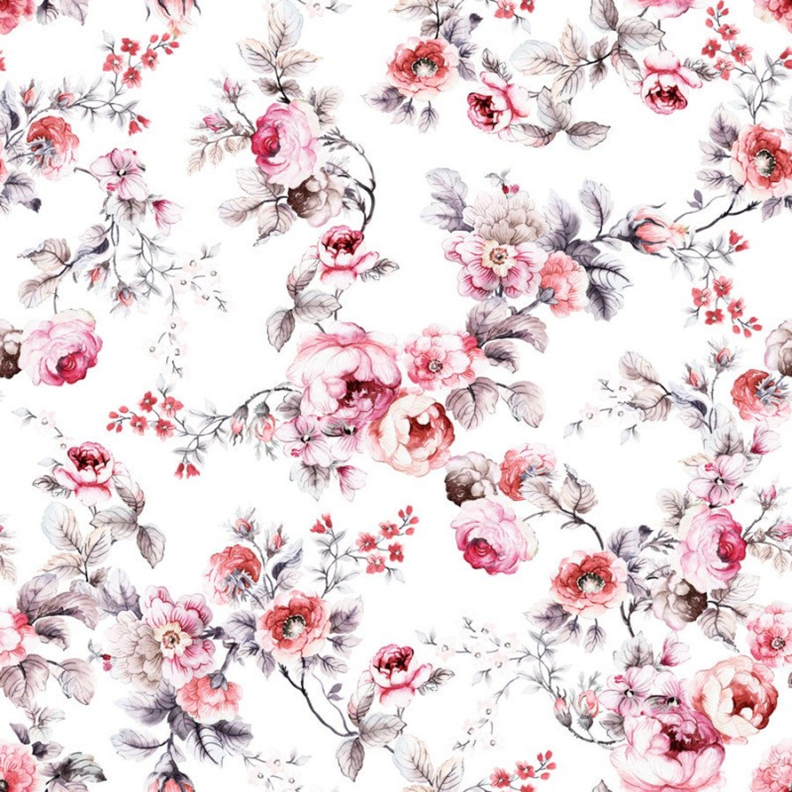 Spring Flowers Fabric 3 100 Cotton Etsy