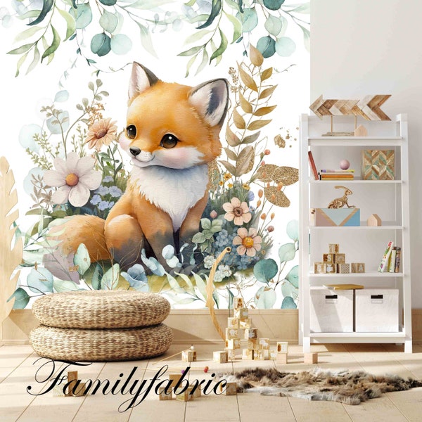 Familyfabric Vliestapete / Panorama-Wandpaneel für Kinderzimmer Eukalyptusfuchs