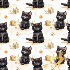 Black Cat Cotton Fabric / Double Cotton Gauze / Jersey / French Terry / Waterproof Polyester / Minky Oeko-Tex