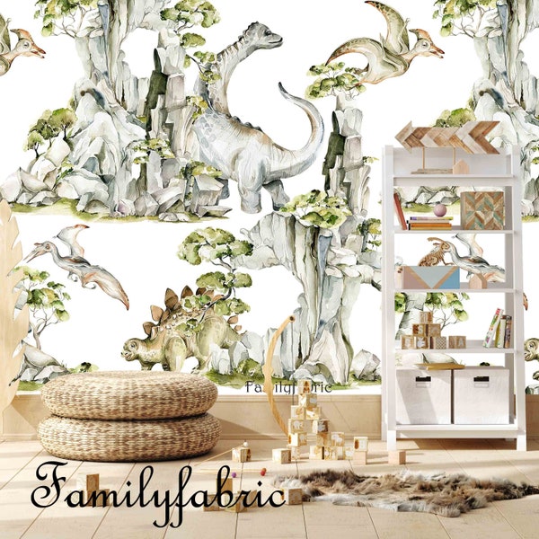 Familyfabric Papier Peint Intissé / Panneau mural panoramique chambre enfant Dinosaure