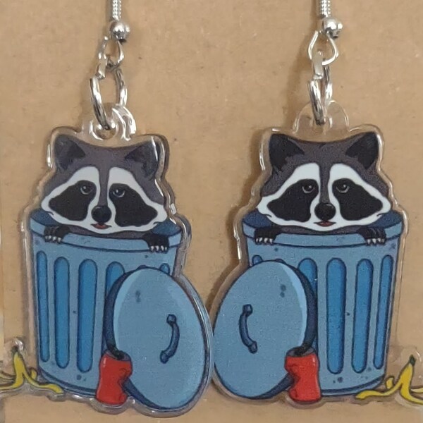 Raccoon Trash Can Earrings