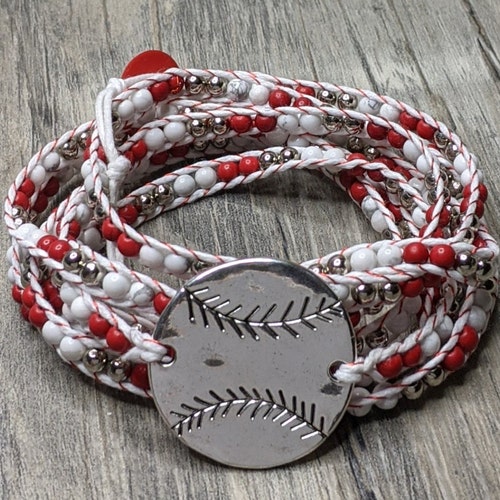 Baseball Cross Bracelet With Monogram Charm Etsy