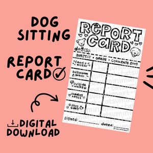 Boleta de calificaciones de cuidado de perros / Plantilla de notas de cuidado de perros / Aplicaciones Rover Wag / Suministros comerciales de servicios de cuidado de mascotas / Descarga digital instantánea