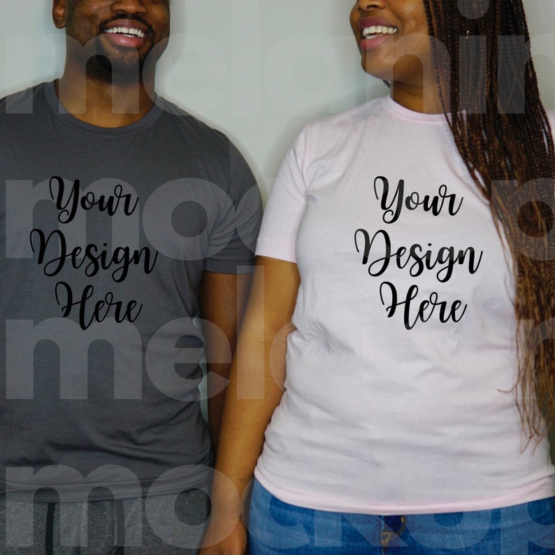 Download Couple Mockup . Gray Soft Pink T Shirt Mockup . Bella ...