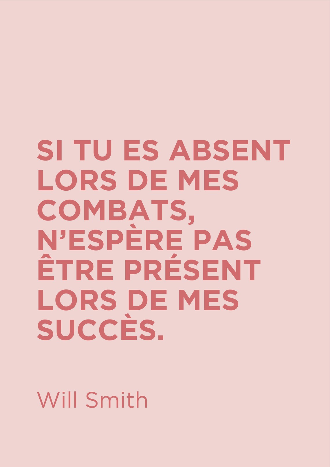Si tu es absent lors de mes combats Will Smith. Poster Etsy