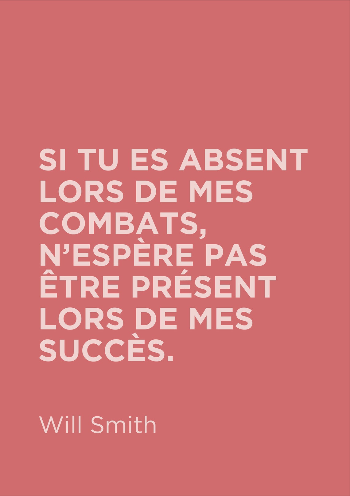 Si tu es absent lors de mes combats Will Smith. Poster Etsy