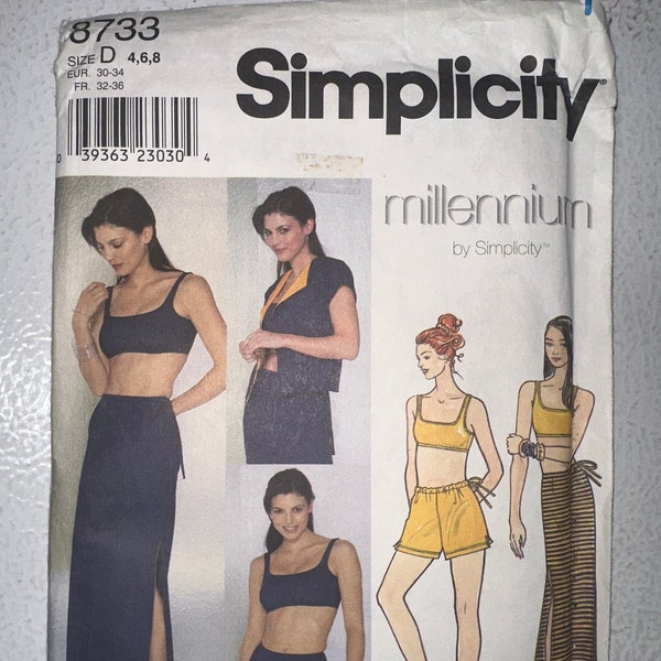 Vintage Sewing Pattern Simplicity 8733 Misses' Size 4, 6, 8 Sporty Sportswear Skirt Cover Up Shorts Bathing Suit - Factory Fold FF Complete