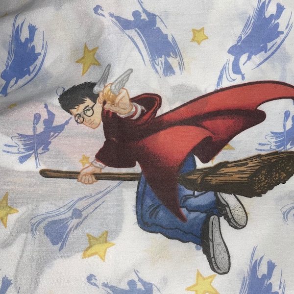 Harry Potter Partial Character Bed Sheet Bedding Cutter Fabric Material to Upcycle or Repurpose 32x40 Inches