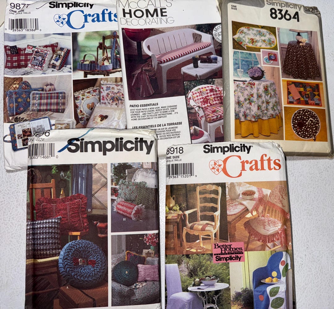 Vintage 90's Sewing Pattern - Home Decor Chair Pads Outdoors Photo ...