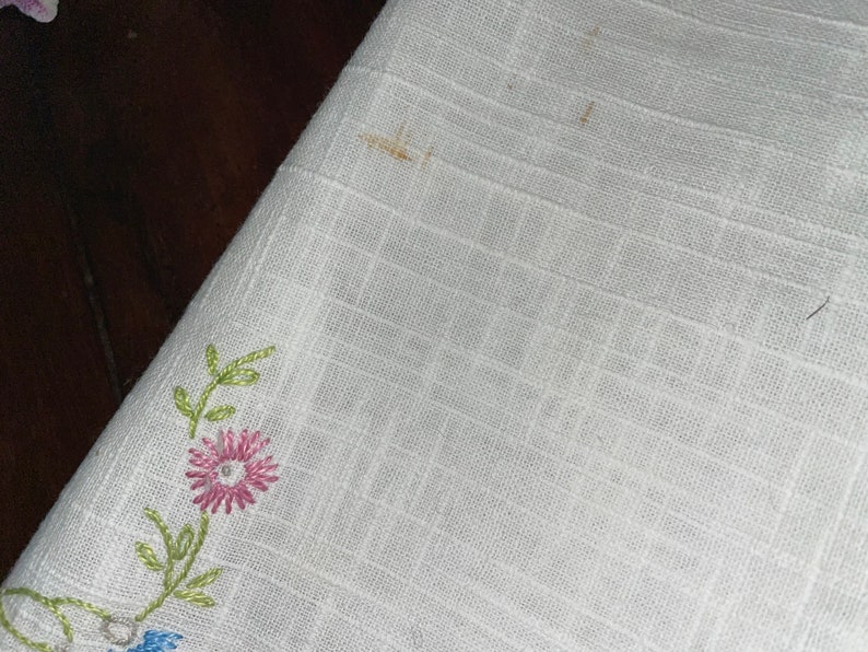 Vintage Hand Embroidered Embroidery Linen Decorative Table Etsy