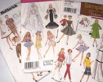 Patrones de costura para muñecas de 11.5" - Moda, vestuario, boda, esmoquin, lencería formal, deportivo, retro