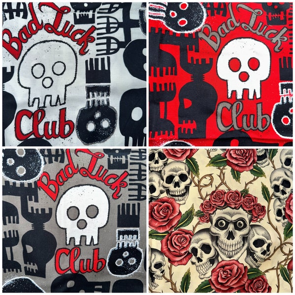 100% Cotton Woven Fabric Fat Quarter FQ 18x22 inches - Quilting Sewing Stash Builder Alexander Henry Skulls OOP & Hard to Find