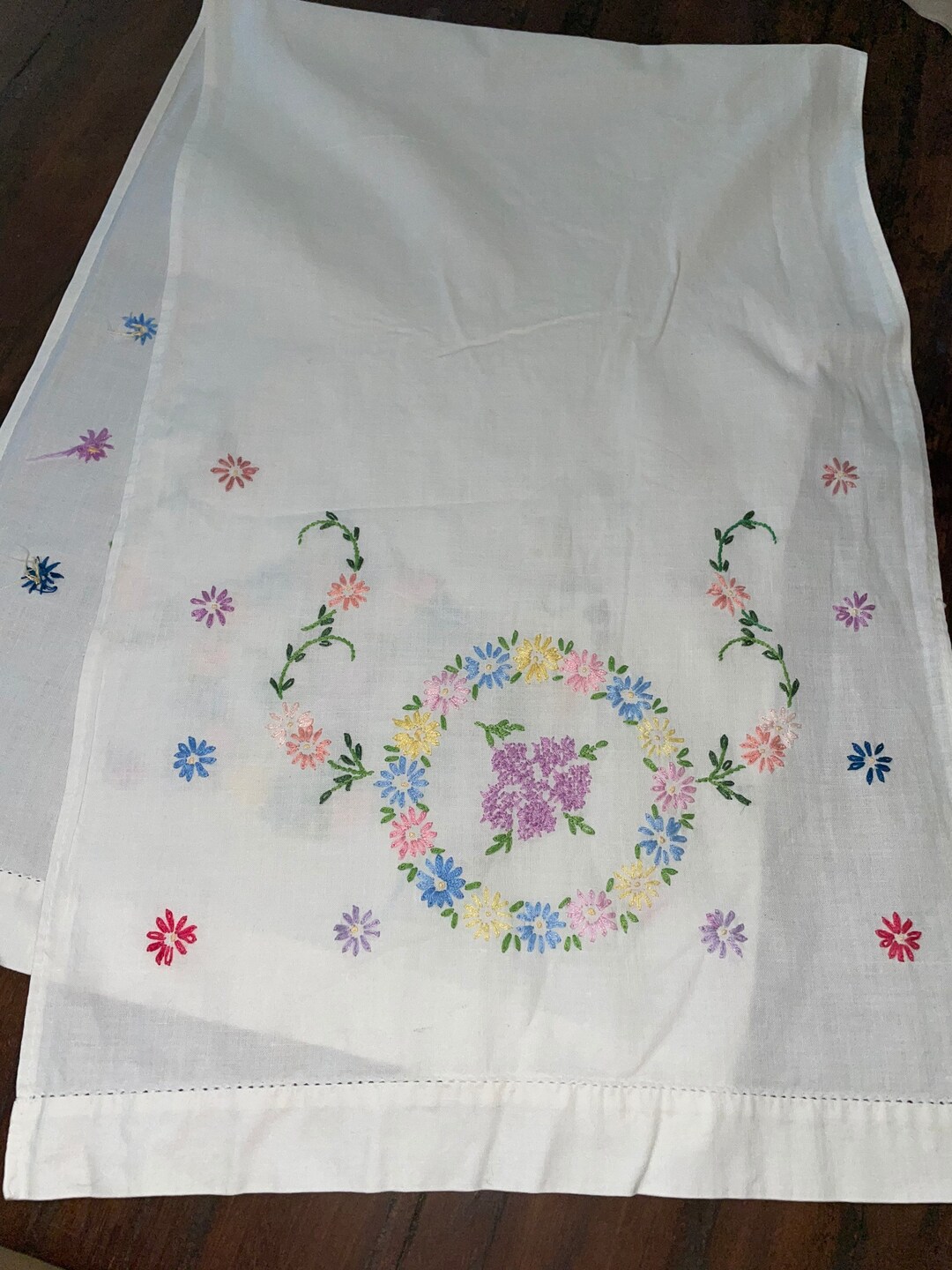 Vintage Hand Embroidered Embroidery Linen Decorative Table - Etsy